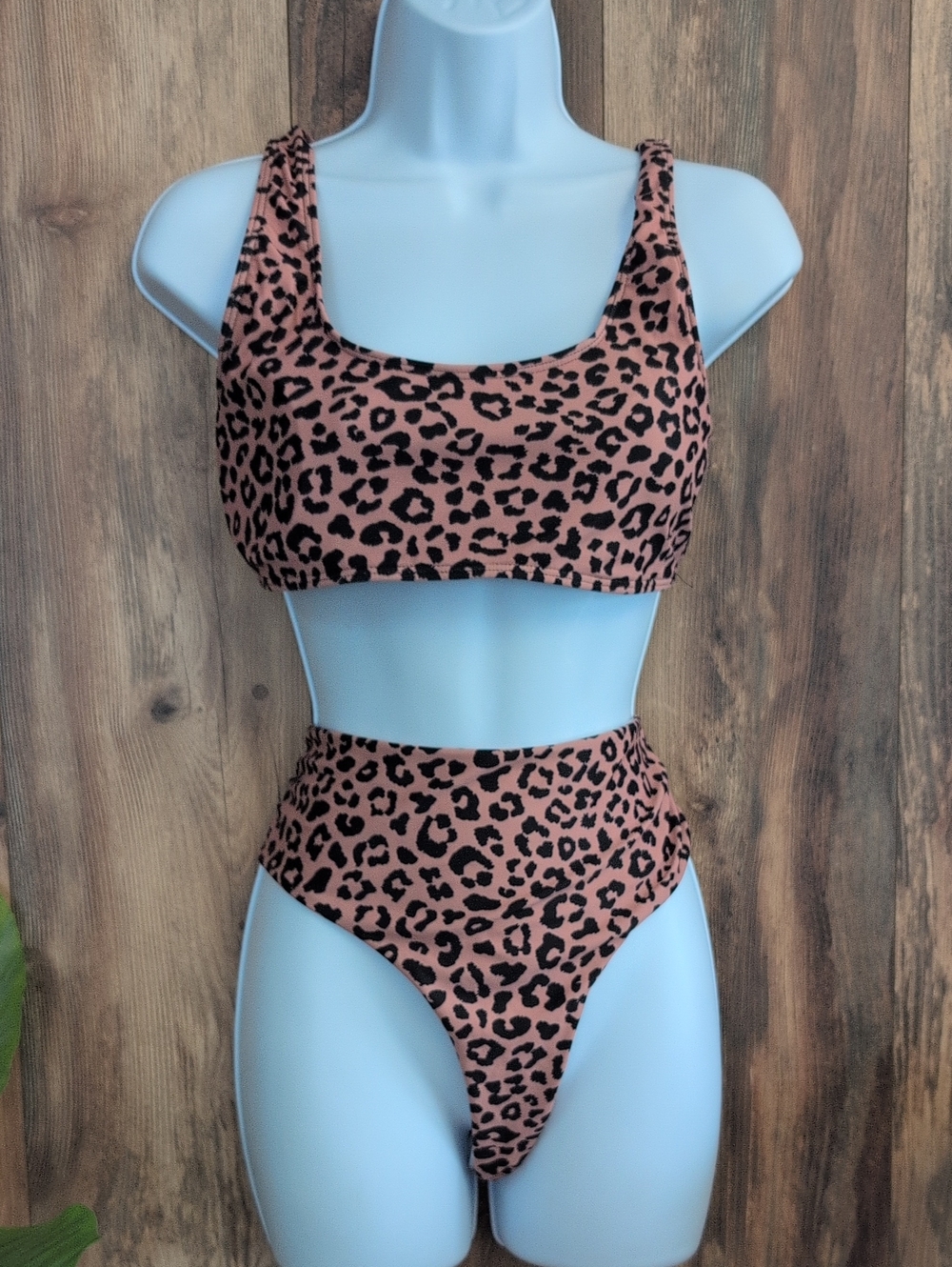 High-Waist Leopard Print Bikini 2pc Set L F328